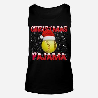 Softball Christmas Gifts Ball Santa Hat Funny Xmas Pajamas Sweatshirt Unisex Tank Top | Crazezy DE