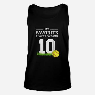 Softball Number 10 Fan Mom Dad Grandma Sister Unisex Tank Top | Crazezy