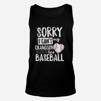 Sorry I Cant My Grandson Has Baseball Unisex Tank Top | Crazezy