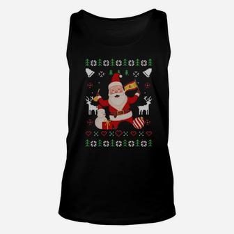 Spanish Santa Spain Flag Spanish Pride Xmas Ornament Christm Unisex Tank Top - Monsterry