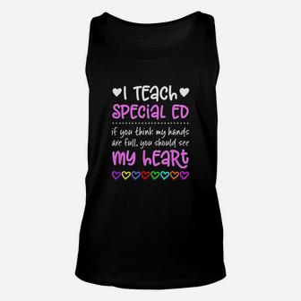Special Ed Teacher Gift Hands Full Heart Love Unisex Tank Top | Crazezy CA