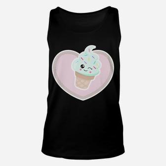 Sprinkled Ice Cream Cone With Pink Heart Frame Unisex Tank Top | Crazezy