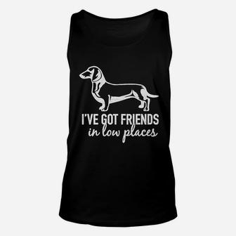 Spunky Pineapple I Have Got Friends In Low Places Funny Dachshund Unisex Tank Top - Thegiftio UK