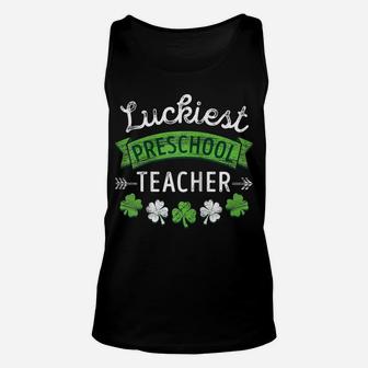 St Patrick Day Teacher Shirt Luckiest Preschool Teacher Gift Raglan Baseball Tee Unisex Tank Top | Crazezy AU