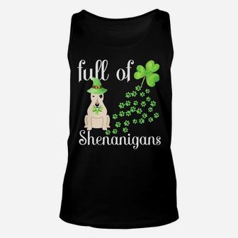 St Patricks Day Bull Terrier Shirt Dog Shamrocks Green Paw Unisex Tank Top | Crazezy