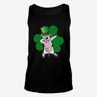 St Patricks Day Funny Cow Dabbing Shamrock Unisex Tank Top - Thegiftio UK