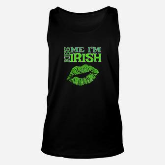 St Patricks Day Green Kiss Me I Am Irish Emerald Lips Unisex Tank Top - Monsterry DE