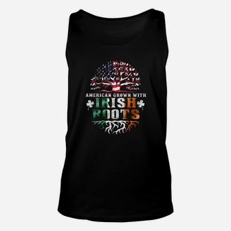 St Patricks Day Irish American Flag Grown Roots Usa Unisex Tank Top - Monsterry