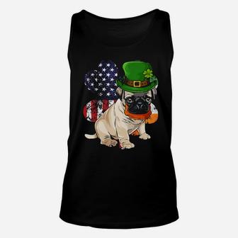 St Patricks Day Irish American Flag Pug Dog Unisex Tank Top - Monsterry