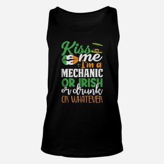 St Patrick's Day Irish Mechanic Kiss Me Drunk Unisex Tank Top - Monsterry
