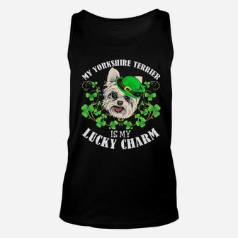 St Patricks Day My Yorkshire Terrier Is My Lucky Charm Unisex Tank Top - Monsterry DE