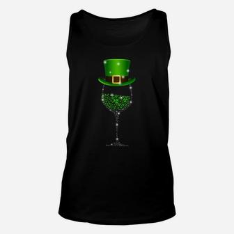 St Patrick's Day Shamrock Wine Glass Gift For Womens Mens Unisex Tank Top | Crazezy