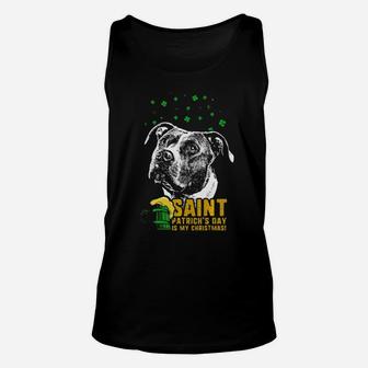 St Patricks Is My Xmas Funny Pit Bull Unisex Tank Top - Monsterry AU