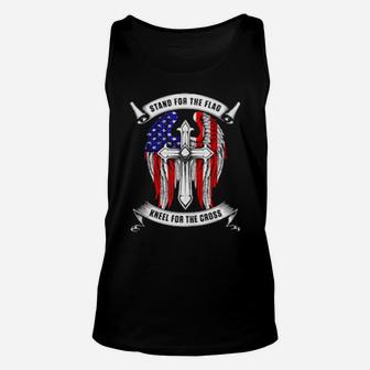 Stand For The Flag Kneel For The Cross Christian Unisex Tank Top - Monsterry