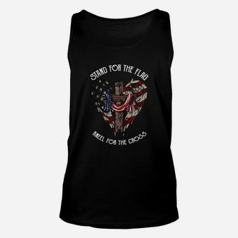 Stand For The Flag Kneel For The Cross Unisex Tank Top - Monsterry