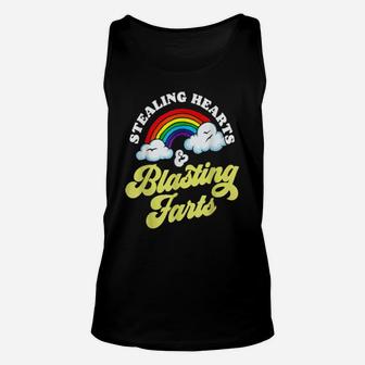 Stealing Hearts And Blasting Farts Rainbow Valentines Unisex Tank Top - Monsterry