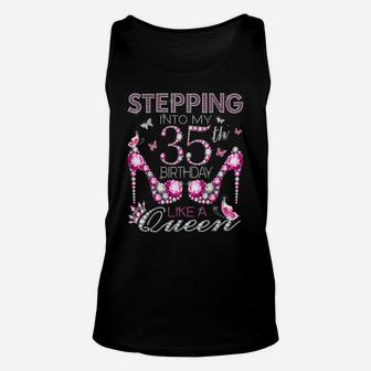 Stepping Into My 35Th Birthday Like A Queen Birthday Boss Unisex Tank Top | Crazezy