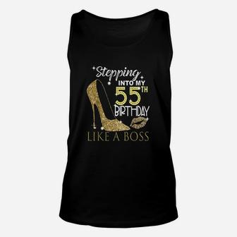 Stepping Into My 55Th Birthday Like A Boss Bday Gift Women Unisex Tank Top | Crazezy