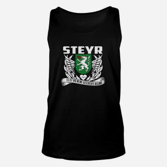 Steyr Wappen Grafik-Unisex TankTop Schwarz, Stadtwappen Design Tee - Seseable