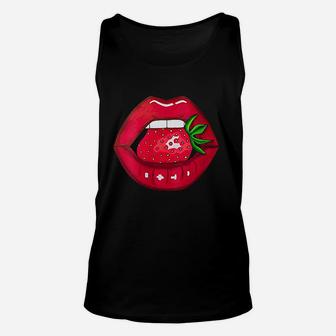 Strawberry Lips Red Lipstick Woman Strawberries Mouth Unisex Tank Top | Crazezy DE