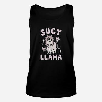 Sucy Llama Parody White Print Black Unisex Tank Top | Crazezy DE