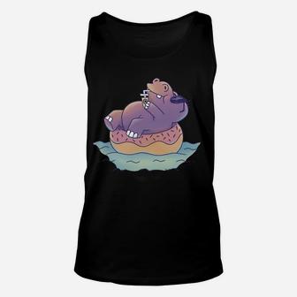 Summer Hippo Cute Funny Relax Sweatshirt Unisex Tank Top | Crazezy UK
