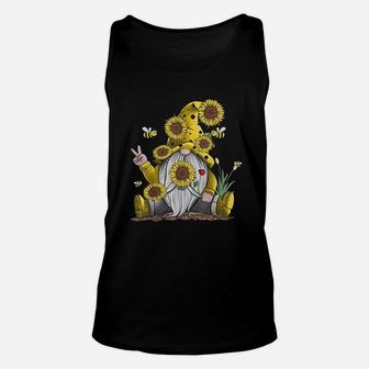 Sunflower Gnome With Bee Funny Hippie Gnome Gift Unisex Tank Top | Crazezy UK