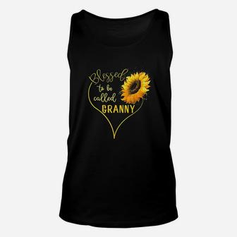 Sunflower Heart Blessed To Be Called Granny Unisex Tank Top | Crazezy UK