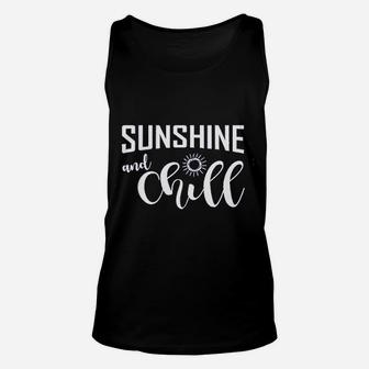 Sunshine And Chill Cute Beach Unisex Tank Top | Crazezy