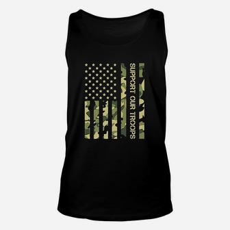 Support Our Troops Camo American Flag Unisex Tank Top | Crazezy