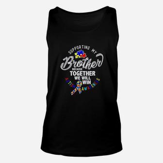 Supporting My Brother Awareness Ribbon Heart Unisex Tank Top | Crazezy