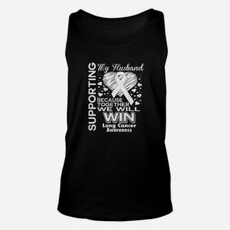 Supporting My Husband Lung Awareness Unisex Tank Top | Crazezy CA