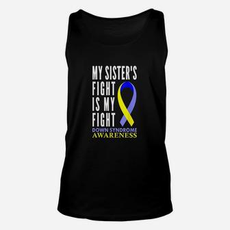 Syndrome Awareness Gifts Day Sister Yellow Blue Ribbon Unisex Tank Top | Crazezy