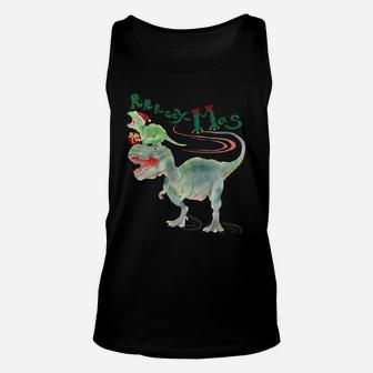 T-Rex And Baby Rex Dinosaur Christmas Xmas Unisex Tank Top | Crazezy