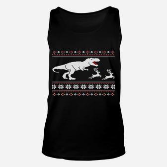 T-Rex Dinosaur Attack Moose Funny Christmas Family Xmas Gift Unisex Tank Top | Crazezy CA