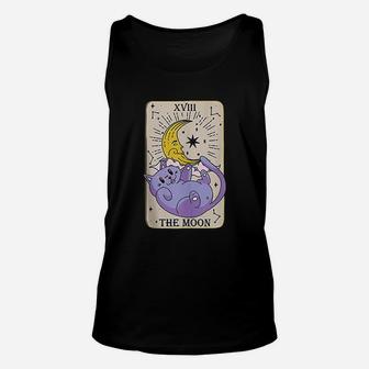 Tarot Card The Moon Xviii Kawaii Goth Pastel Cat Mystical Unisex Tank Top | Crazezy UK