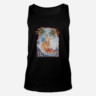 Tasty Waves Kitty Cat Surfing On Pizza Unisex Tank Top | Crazezy CA