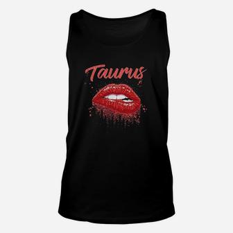 Taurus Birthday Red Lips Unisex Tank Top | Crazezy CA