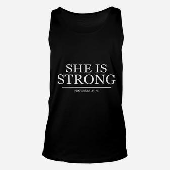 Tcombo She Is Strong Proverb Workout Gym Exercise Unisex Tank Top | Crazezy