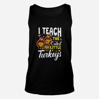 Teacher Thanksgiving I Teach The Cutest Little Turkeys Unisex Tank Top | Crazezy CA