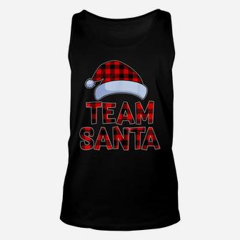 Team Santa Red Plaid Claus Hat Matching Family Christmas Unisex Tank Top | Crazezy
