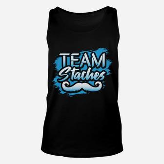 Team Staches Gender Reveal Baby Shower Party Lashes Idea Unisex Tank Top | Crazezy CA
