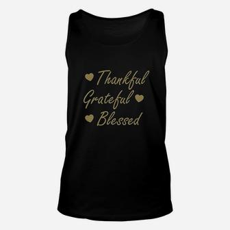 Thankful Grateful Blessed Happy Thanksgiving Day Unisex Tank Top | Crazezy