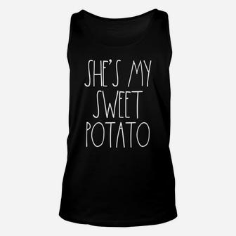 Thanksgiving Couples Shirts She's My Sweet Potato I Yam Set Unisex Tank Top | Crazezy