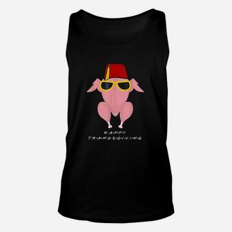 Thanksgiving For Friends Funny Turkey Head Unisex Tank Top | Crazezy CA