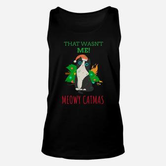 That Wasn't Me Meowy Catmas Funny Cat Cute Christmas Sweatshirt Unisex Tank Top | Crazezy CA