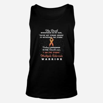 The Devil Whispered Multiple Sclerosis Warrior Support Unisex Tank Top | Crazezy CA