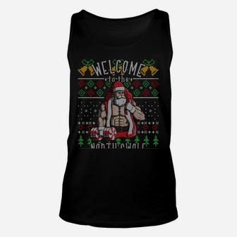 The North Swole Santa Claus Christmas Gym Funny Sweatshirt Unisex Tank Top | Crazezy