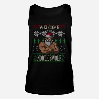 The North Swole Santa Claus Work Out Ugly Christmas Gym Gift Unisex Tank Top | Crazezy