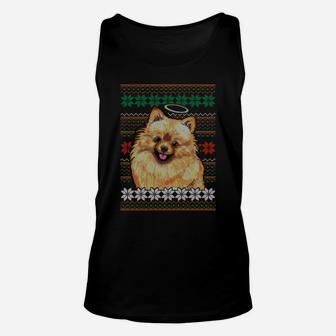 The Pomeranian Ugly Christmas Sweater Design Sweatshirt Unisex Tank Top | Crazezy